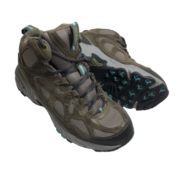 Columbia Omni Tech BL3638365 Leather Mesh Green Grey Women Hiking Boots 7 - Picture 1 of 9